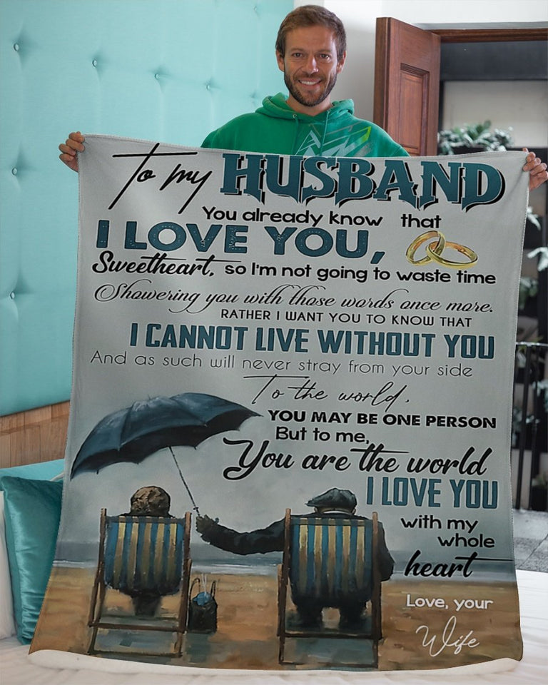 To My Husband Blanket Sweetheart Fleece Blanket