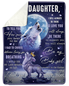Mom To Daughter Blanket Wolf I Love You Fleece Blanket