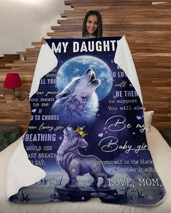 Mom To Daughter Blanket Wolf I Love You Fleece Blanket
