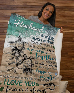 To My Husband Blanket Turtle Fleece Blanket
