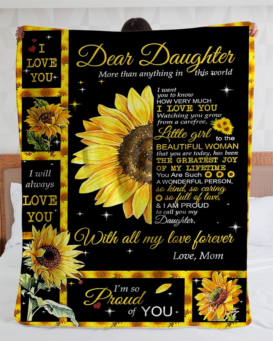 My Proud Daughter Sunflower Mom Blanket Fleece Blanket