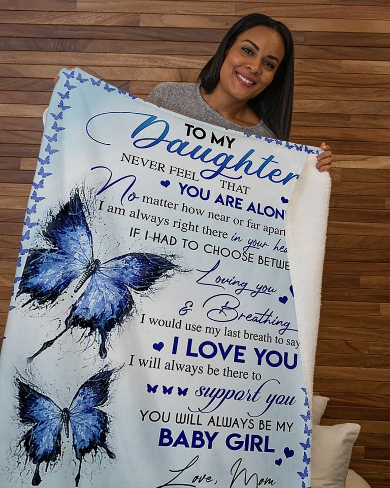 Mom To My Daughter Butterfly Blanket Fleece Blanket