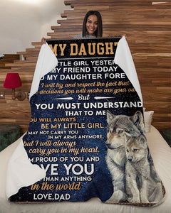 To My Daughter Blanket Wolf My Friend Fleece Blanket
