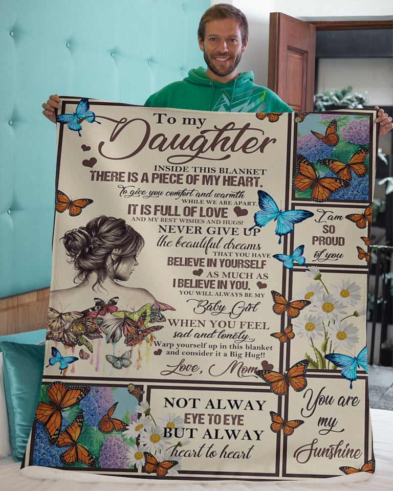Daughter Dad Butterfly Heart To Heart Blanket Fleece Blanket