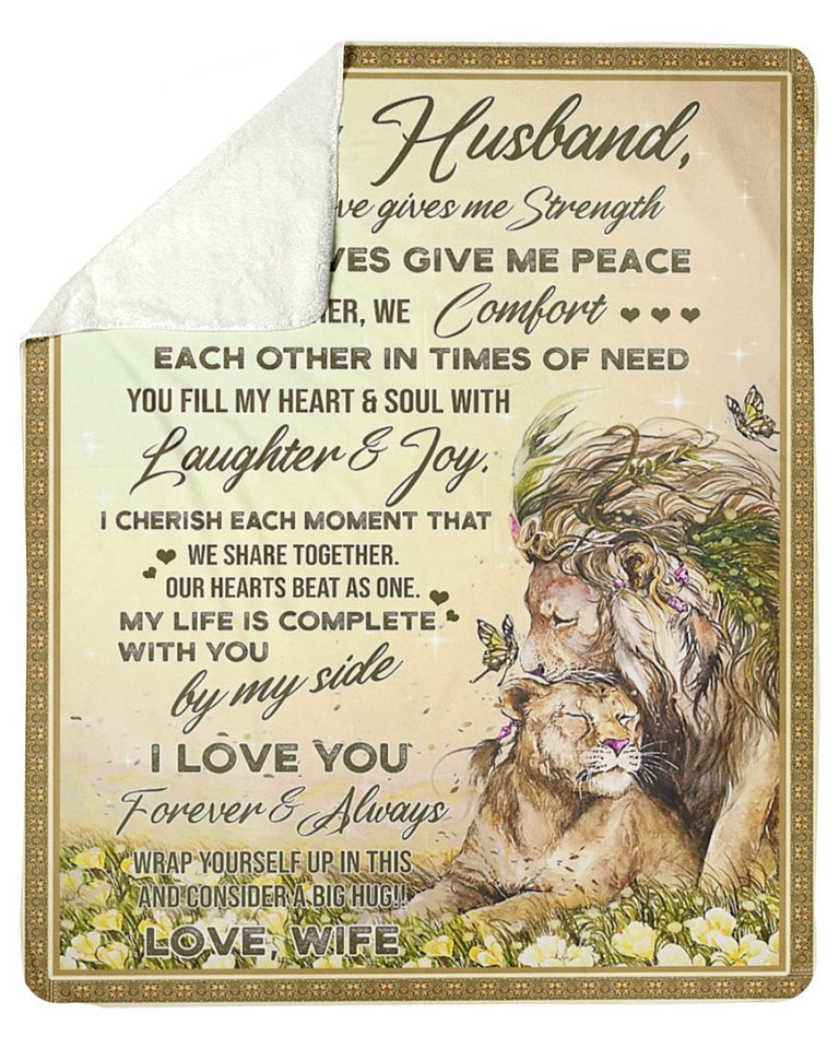 To My Husband Love You Forever Lion Blanket Fleece Blanket