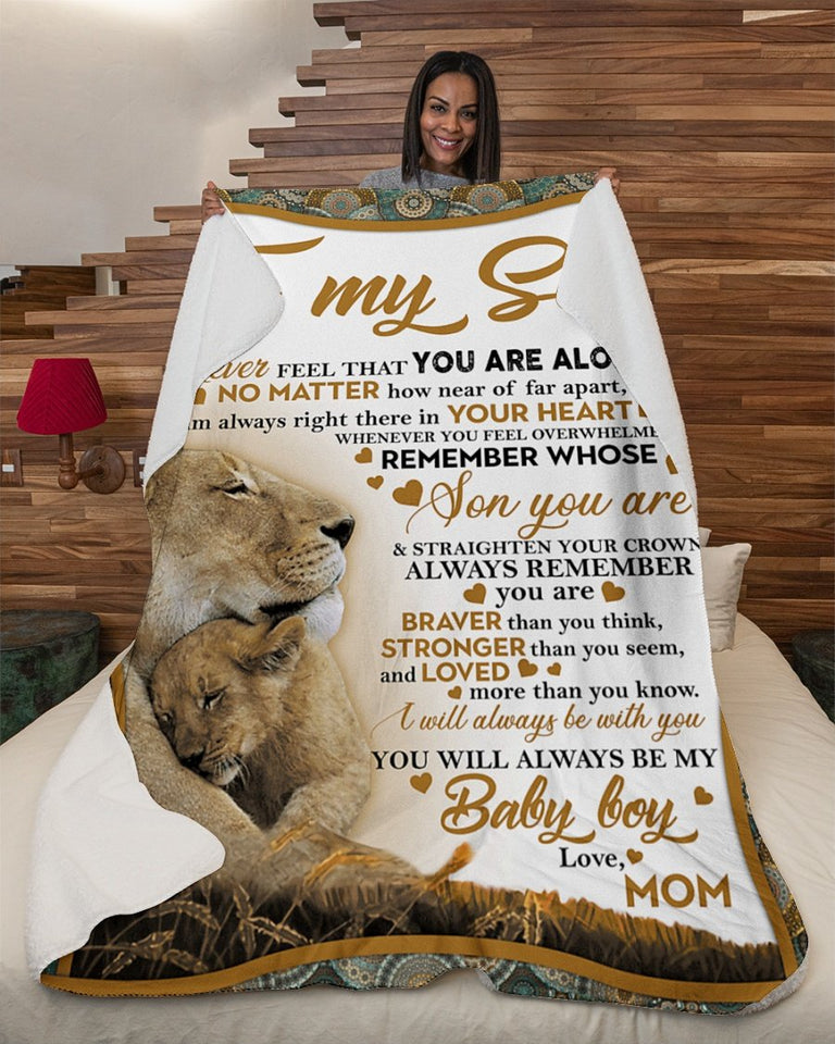 To My Son Mom Lion Never Feel Fleece Blanket