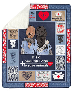 Veterinary Tech Save Animals Blanket Quilt Fleece Blanket