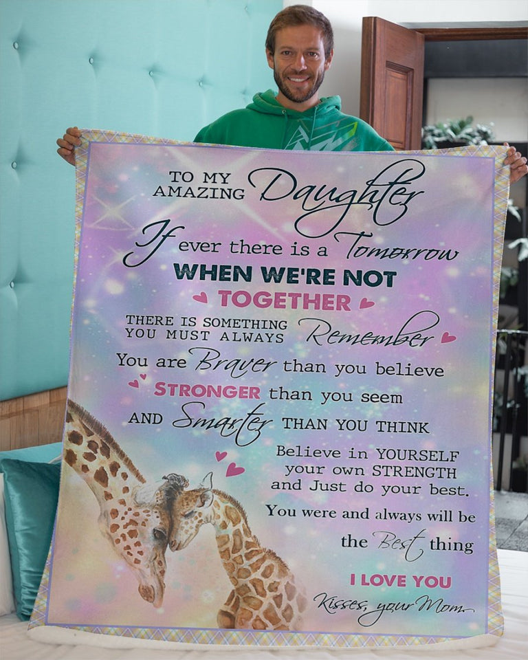 Mom To My Daughter Blanket Giraffe Fleece Blanket