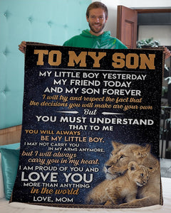 To My Son Forever Blanket Lion Fleece Blanket
