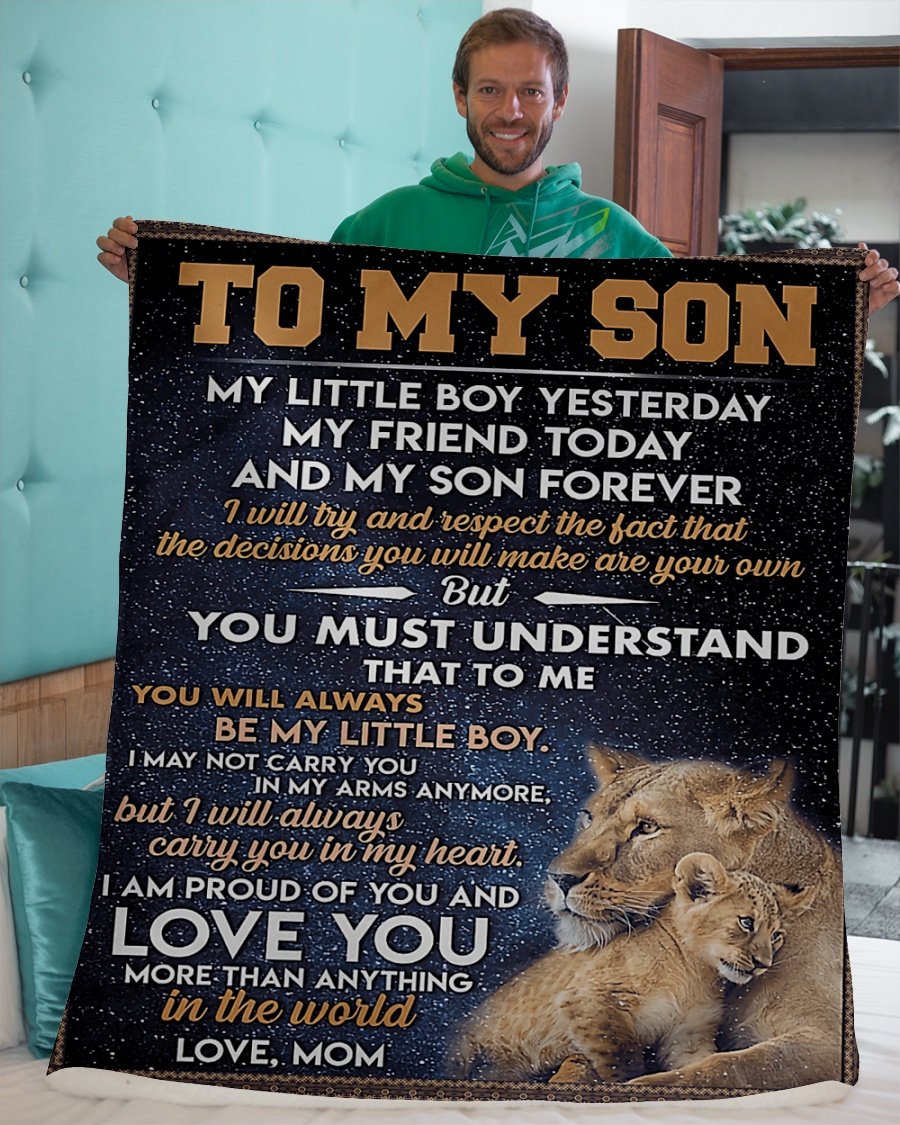 To My Son Forever Blanket Lion Fleece Blanket