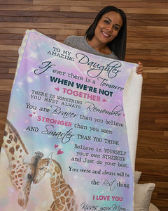 Mom To My Daughter Blanket Giraffe Fleece Blanket
