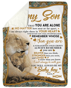 To My Son Mom Lion Remember Braver Fleece Blanket