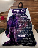 Son Mom Wolf Shadow Purple Fleece Blanket