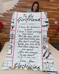 Electrician's Girlfriend Premium Fleece Blanket