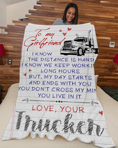 Trucker's Girlfriend Premium Fleece Blanket