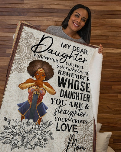 Wonder Woman Straighten Your Crown-Mom To Daughter Sherpa Fleece Blanket