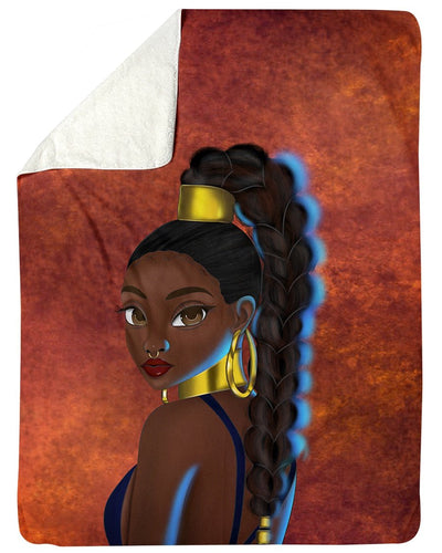 Fleece Blanket Black Girl Magic - African America Women Long Locs Personalized Custom Name Date Sherpa Fleece Blanket Print 3D, Unisex, Kid, Adult - Love Mine Gifts