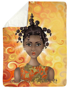 Fleece Blanket Dreadlocks Baby Art - Natural Beauty Black Kid Personalized Custom Name Date Sherpa Fleece Blanket Print 3D, Unisex, Kid, Adult - Love Mine Gifts