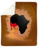 Fleece Blanket Afro Natural Hairstyle Art- African Black Women Personalized Custom Name Date Sherpa Fleece Blanket Print 3D, Unisex, Kid, Adult - Love Mine Gifts