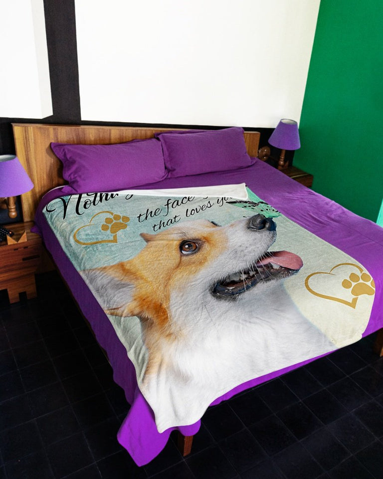 Dog Blanket - Corgi The Face Of Dog Fleece Blanket