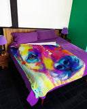Fleece Blanket Dog Personalized Custom Name Date Fleece Blanket Print 3D, Unisex, Kid, Adult - Pitbull Water Color - Love Mine Gifts
