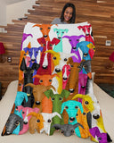 Fleece Blanket Dog Personalized Custom Name Date Fleece Blanket Print 3D, Unisex, Kid, Adult - Greyhound Water Color - Love Mine Gifts