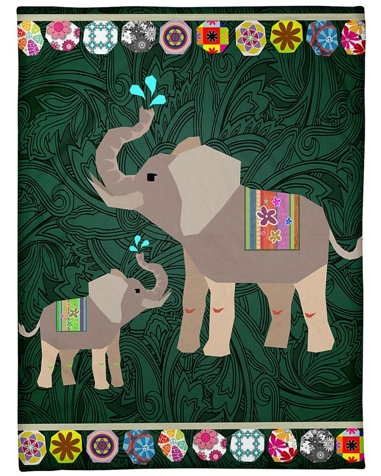 Fleece Blanket Elephant Personalized Custom Name Date Fleece Blanket Print 3D, Unisex, Kid, Adult - Elephant Flowers - Love Mine Gifts