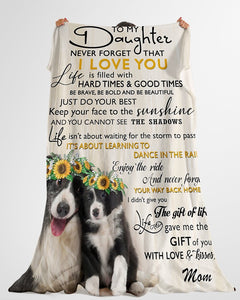 Dog Blanket - I Love You Border Collier Dog Fleece Blanket