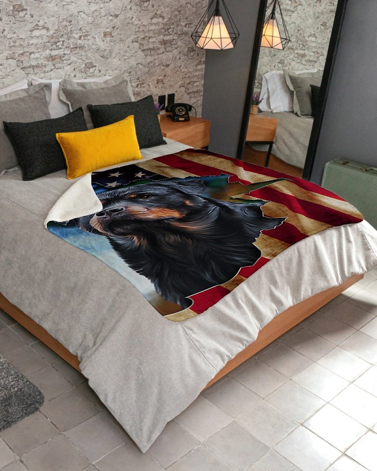 Dog Blanket - Rottweiler America Sherpa Fleece Blanket