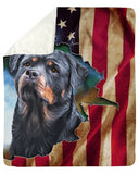 Dog Blanket - Rottweiler America Sherpa Fleece Blanket