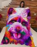 Fleece Blanket Dog Personalized Custom Name Date Fleece Blanket Print 3D, Unisex, Kid, Adult - Yorkie Water Color - Love Mine Gifts