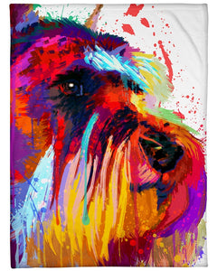 Fleece Blanket Dog Personalized Custom Name Date Fleece Blanket Print 3D, Unisex, Kid, Adult - Schanauzer Water Color - Love Mine Gifts