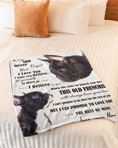 Dog Blanket - Frenchie To My Son Fleece Blanket