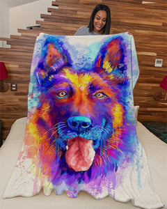 Fleece Blanket Dog Personalized Custom Name Date Fleece Blanket Print 3D, Unisex, Kid, Adult - German Shephers Color Face - Love Mine Gifts