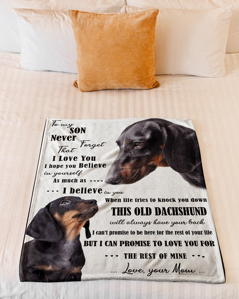 Dog Blanket - Dachshund To My Son Fleece Blanket