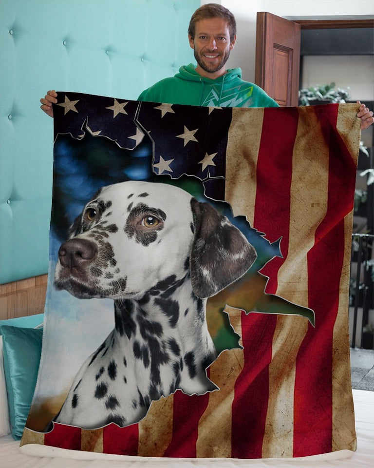 Dog Blanket - Dalmatian America Sherpa Fleece Blanket