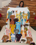 Fleece Blanket Cat Personalized Custom Name Date Fleece Blanket Print 3D, Unisex, Kid, Adult - Cat Multi - Love Mine Gifts