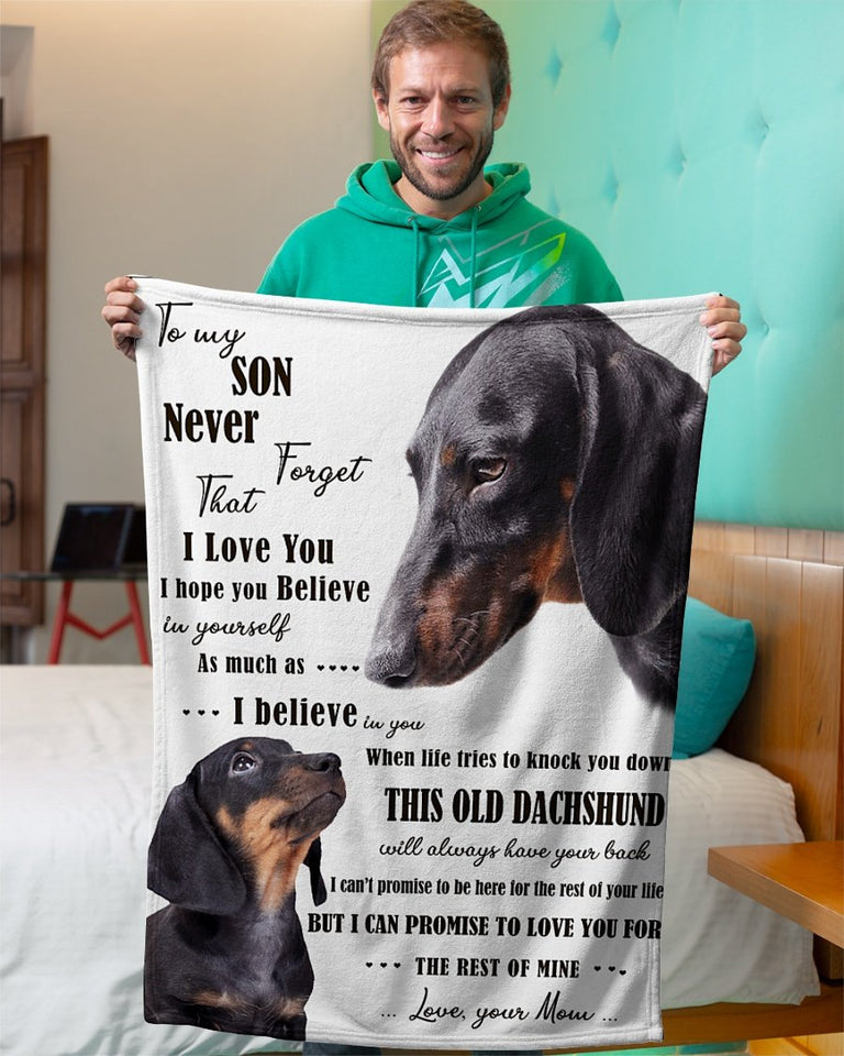 Dog Blanket - Dachshund To My Son Fleece Blanket