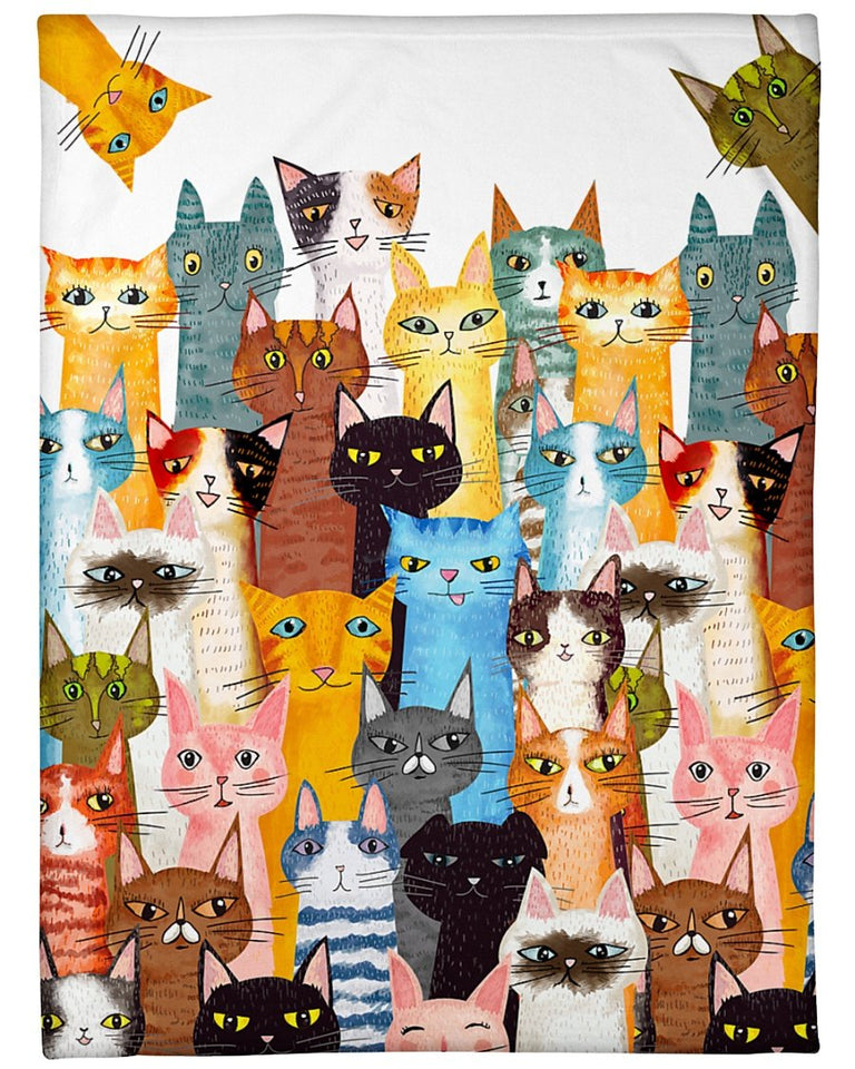 Fleece Blanket Cat Personalized Custom Name Date Fleece Blanket Print 3D, Unisex, Kid, Adult - Cat Multi - Love Mine Gifts