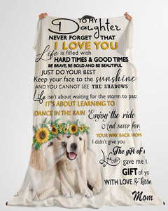 Dog Blanket - I Love You Golden Retriver Dog Fleece Blanket