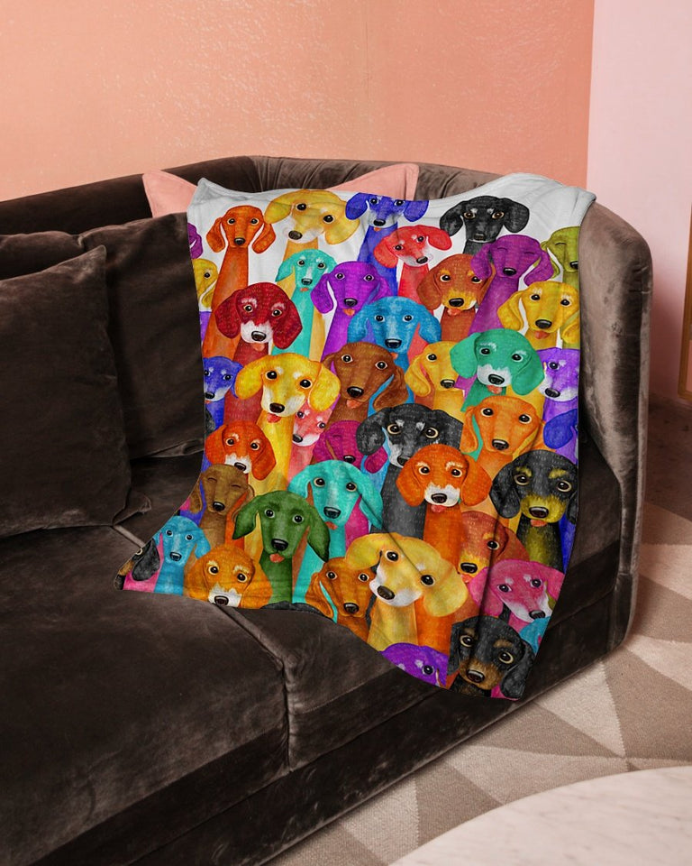 Fleece Blanket Dog Personalized Custom Name Date Fleece Blanket Print 3D, Unisex, Kid, Adult - Dachshund Mullti - Love Mine Gifts