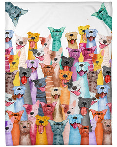 Fleece Blanket Dog Fleece Blanket Print 3D, Unisex, Kid, Adult - Pitbull Multi - Love Mine Gifts