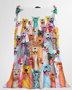Fleece Blanket Dog Fleece Blanket Print 3D, Unisex, Kid, Adult - Pitbull Multi - Love Mine Gifts