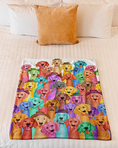 Fleece Blanket Dog Personalized Custom Name Date Fleece Blanket Print 3D, Unisex, Kid, Adult - Golden Retriever Multi - Love Mine Gifts