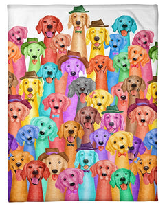 Fleece Blanket Dog Personalized Custom Name Date Fleece Blanket Print 3D, Unisex, Kid, Adult - Golden Retriever Multi - Love Mine Gifts