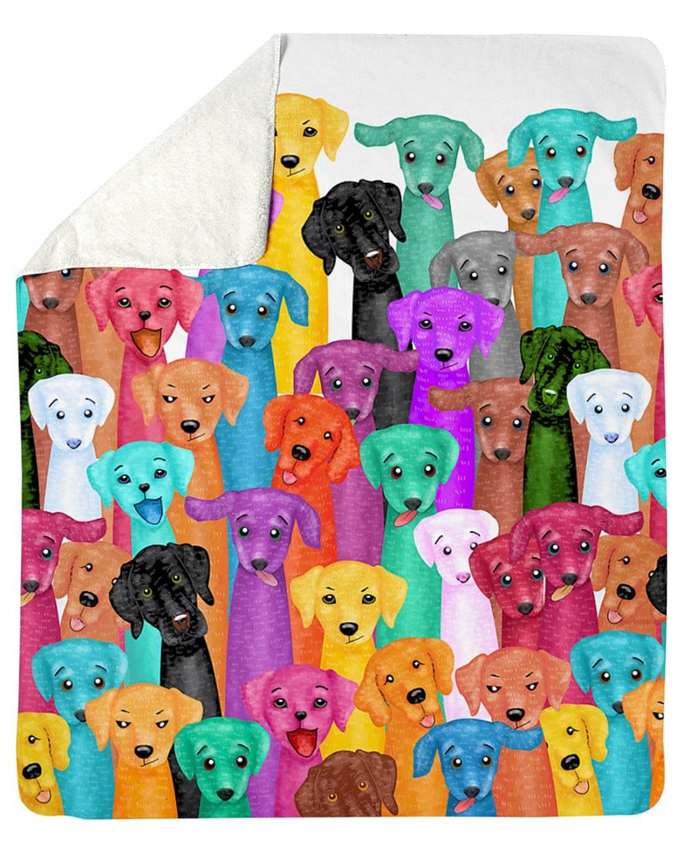 Dog Blanket - Labrador Multi Sherpa Fleece Blanket