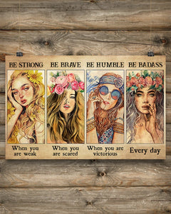 Poster - Canvas Hippie Be Strong When You Are Weak Horizontal Personalized Canvas, Poster Custom Design Wall Art - Love Mine Gifts