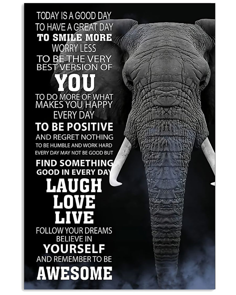 Poster - Canvas Elephant Remember To Be Awesome Vertical Personalized Canvas, Poster Custom Design Wall Art - Love Mine Gifts