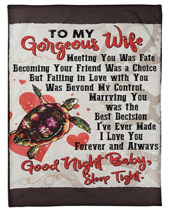 Wife To Husband Great Life Partner Turtle Fleece Blanket