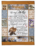 Husband To Wife Happily Ever After Owl Fleece Blanket